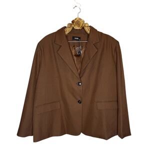 Cider Blazer Oversized Brown Tailored Notch Lapel Business Professional 1XL